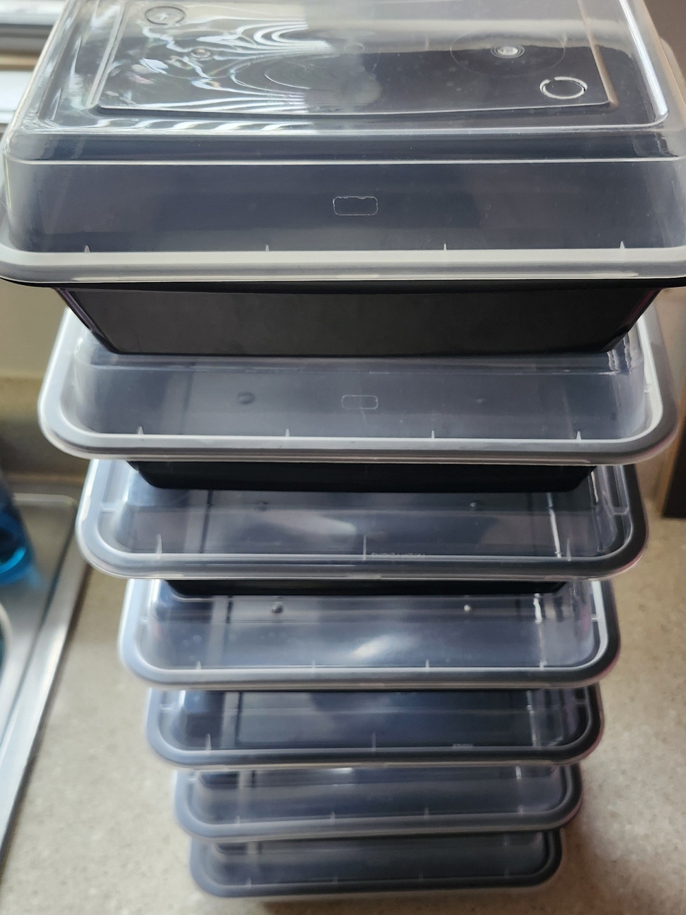 Stackable Black Meal Prep Containers with Clear Lids - Set Used Only Once